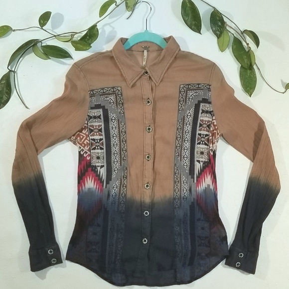 BKE Tops - Buckle BKE button up Aztec print Med B1